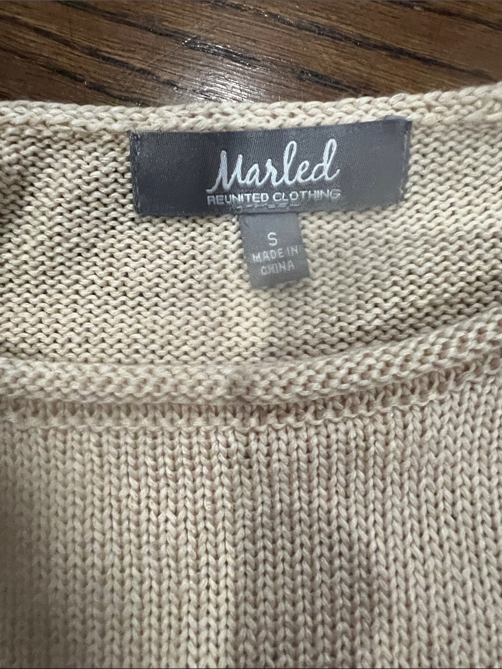 Marled Cream Crewneck Sweater with USA Flag Lettering - Picture 2 of 4